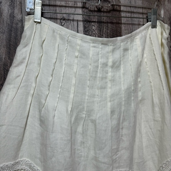 Magaschoni- White Linen Vintage Knee Length Skirt- Sz. 8 - Picture 4 of 9